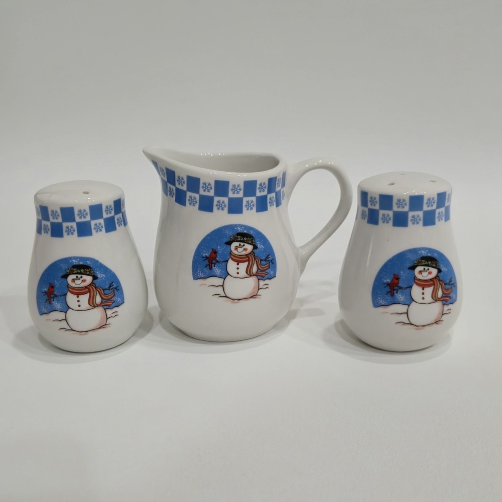 GEI Winter Snowman Creamer Salt and Pepper Shakers Set Christmas Kitchenware